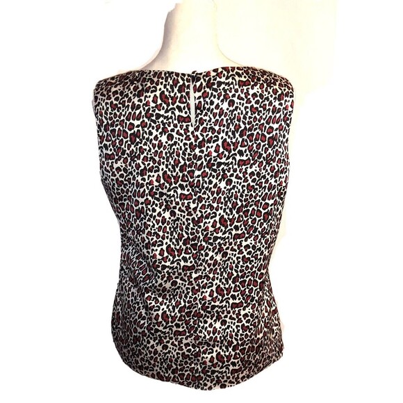 Tahari Arthur S. Levine Red Leopard Animal Print Sleeveless Tank Top Sz M - Picture 3 of 4